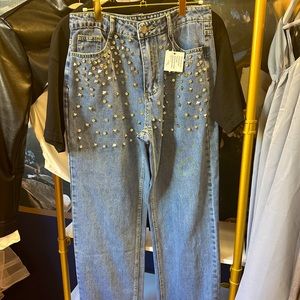 Denim and diamonds- wide leg!